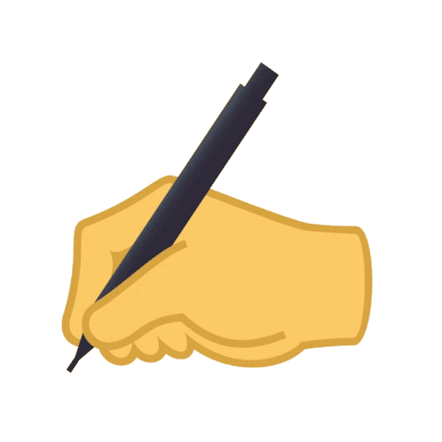 Eine animierte Hand schreibt mit einem Stift